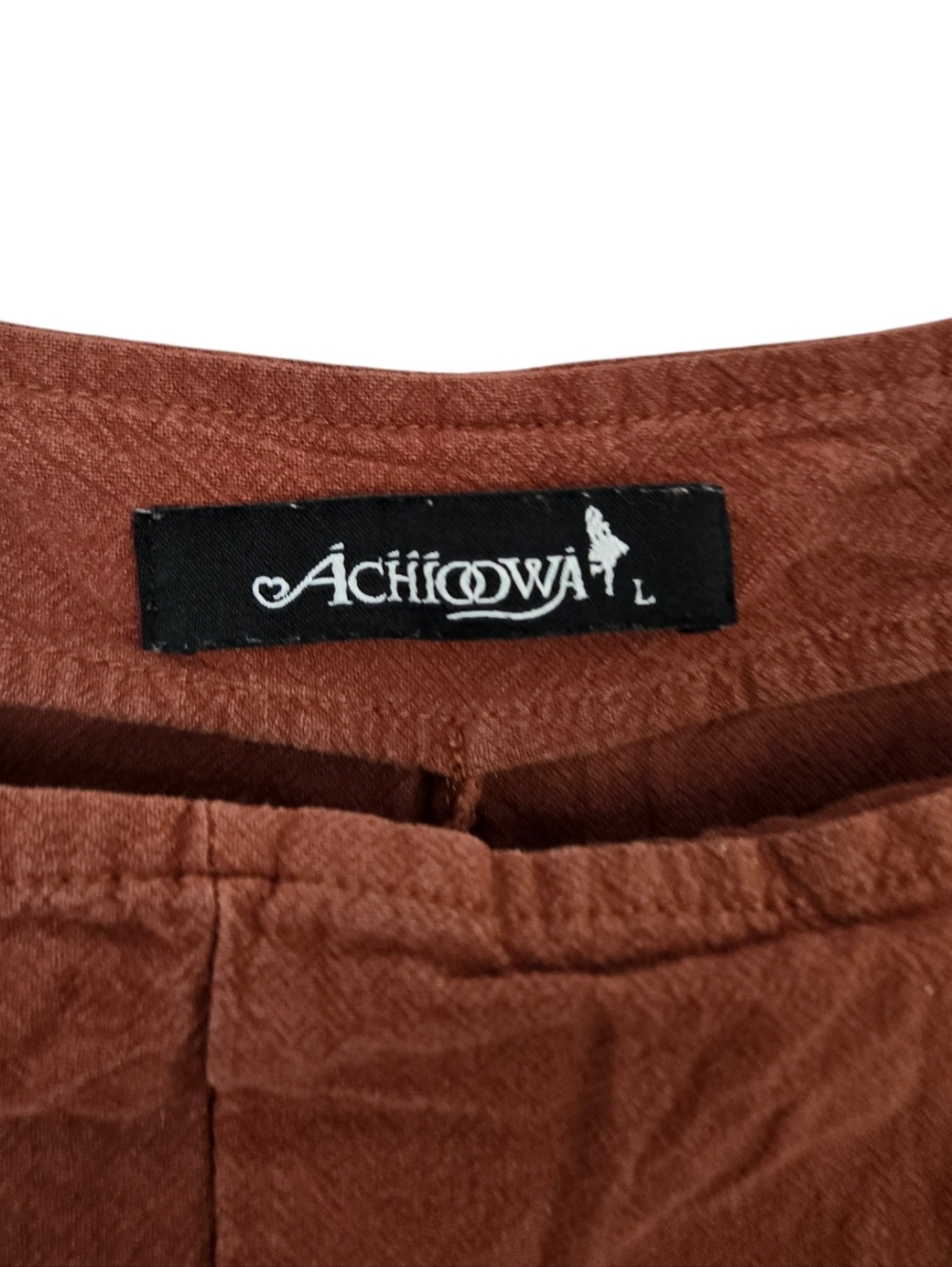 Rust Cotton Wide Leg Jumpsuit Overalls Adjustable Straps Boho Utility Pockets L - Picture 5 of 9